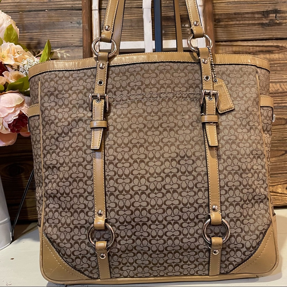 Coach Signature Gallery Mini C Khaki Large Carryall Tote Bag NWOT